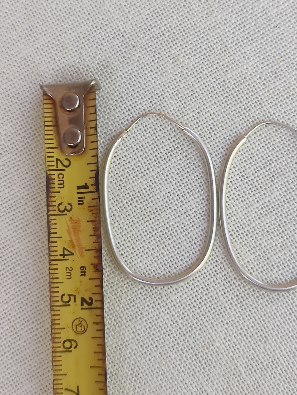 Vintage Sterling Silver Hoop Earrings - Picture 2 of 5